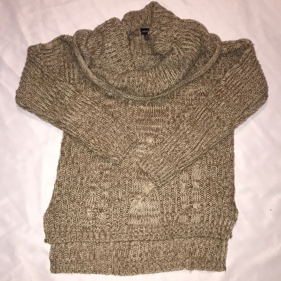 Love & Liberty Butterscotch Tweed Cowl Neck Sweater with Side Slits - Picture 2 of 5